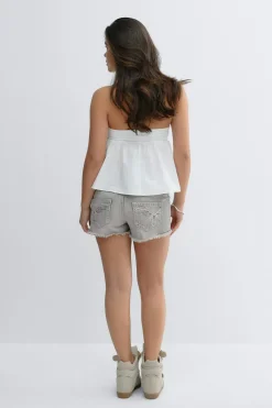 Y sparkle low denim shorts