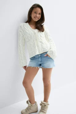 Y sparkle low denim shorts